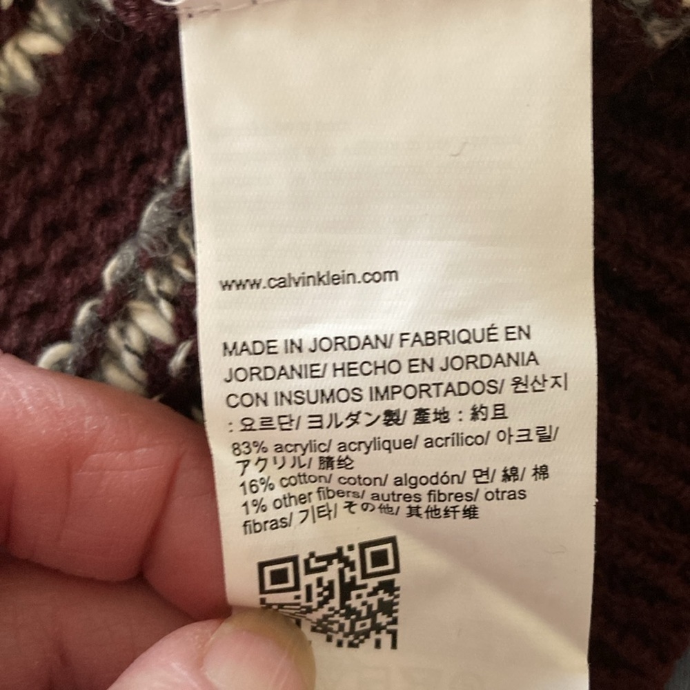 Calvin Klein Jeans Co. women’s med. striped sweater plum gray black new - Picture 5 of 8